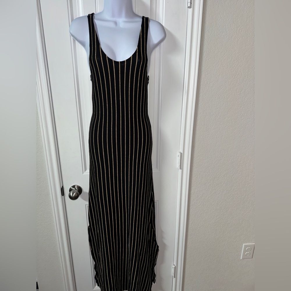 Allure vintage 80's monochrome‎ flapper goth pinup Maxi Dress